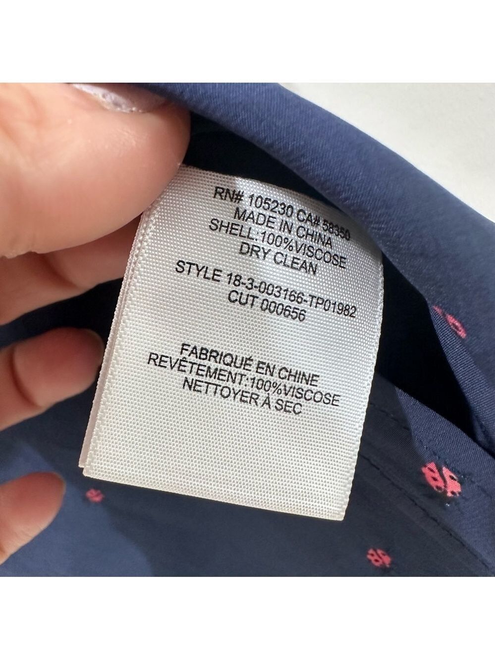 Joie Brenta navy blue lady bugs viscose button down shirt XS - Picture 8 of 8